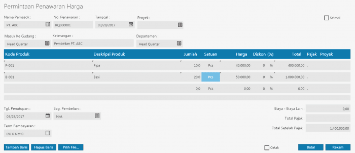 proses input penawaran