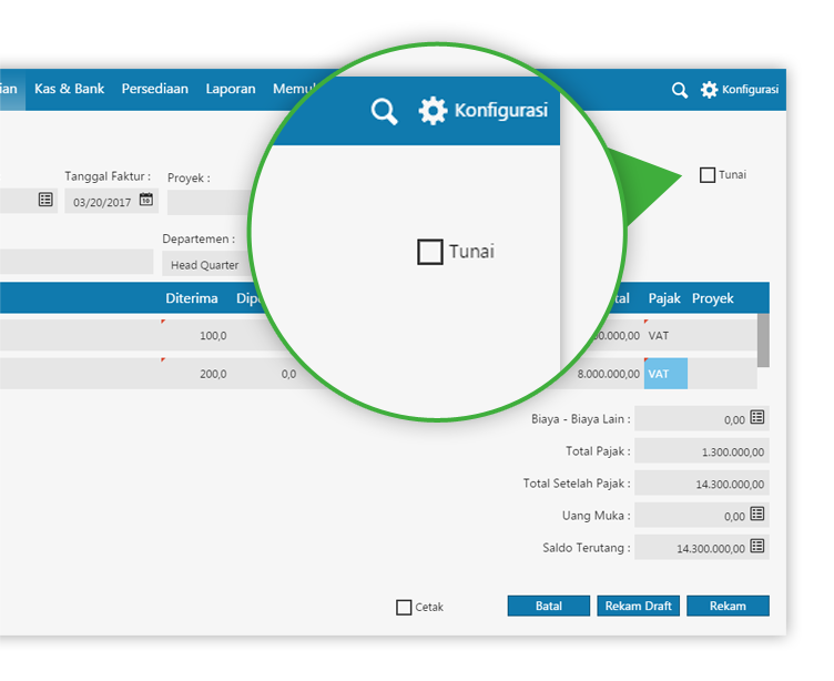 Transaksi Tunai & Non Tunai - Zahir Online - Software 